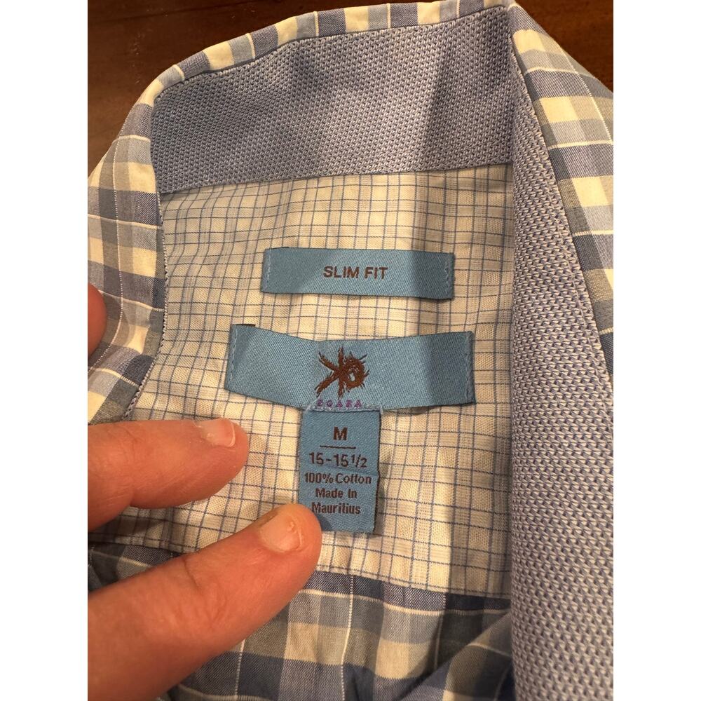 Egara Slim Fit Blue White Plaid Button Down Shirt Men’s Medium 15-15.5 - Picture 2 of 10